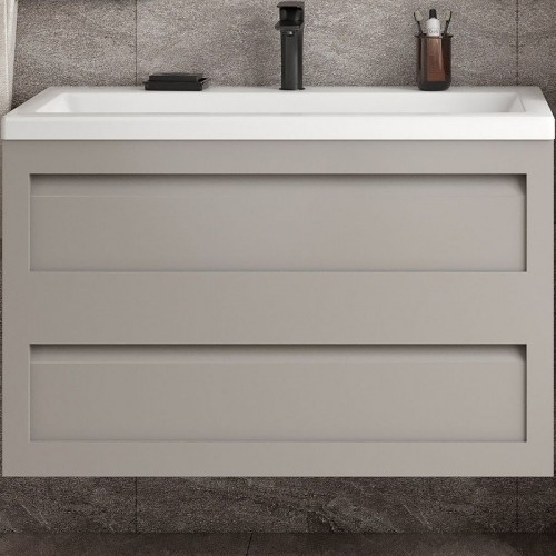 Тумба под раковину Art&amp;Max AM-Platino-900-2C-SO-GCM подвесная Светло-серая матовая МДФ / ЛДСП