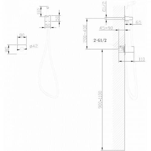 Гигиенический душ со смесителем Abber Rund AF8725G Золото матовое латунь встраиваемый