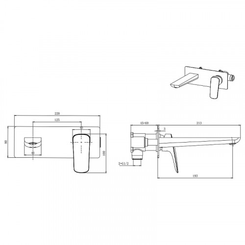 Смеситель для раковины Aquatek Вега AQ1013CR Хром латунь встраиваемый