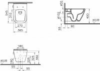 Унитаз Vitra Integra Square 7082B003-7209 подвесной без сиденья фарфор подвесной