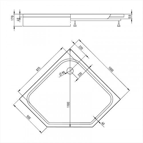 Акриловый поддон для душа Alex Baitler 100х100 AB10017V-1 Белый