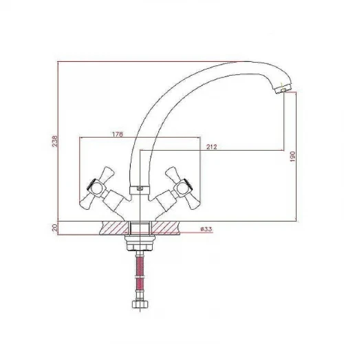 Смеситель для кухни Cron CN4242-3 Хром