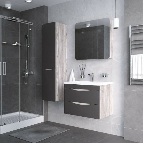 Тумба под раковину Grossman Талис 80 108013 подвесная Бетон пайн Серая МДФ / ЛДСП