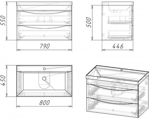 Тумба под раковину Grossman Талис 80 108013 подвесная Бетон пайн Серая МДФ / ЛДСП