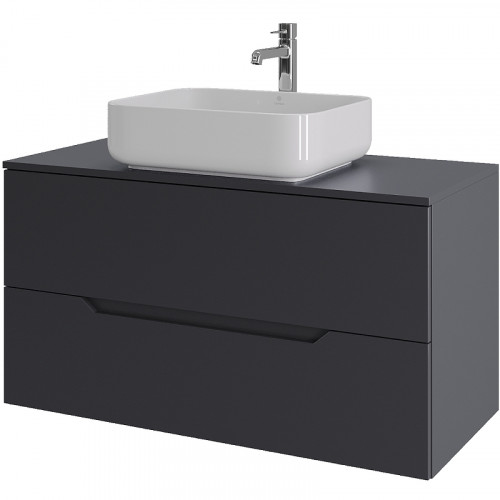 Тумба с раковиной Orange Line 100 Li-100TugMDF+B05-500W подвесная Графит матовый МДФ / ЛДСП