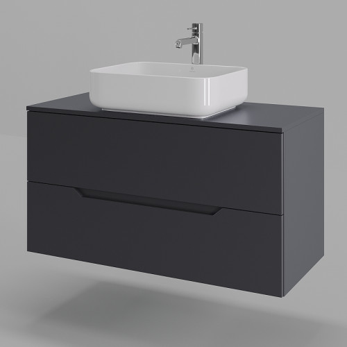 Тумба с раковиной Orange Line 100 Li-100TugMDF+B05-500W подвесная Графит матовый МДФ / ЛДСП