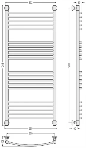 Водяной полотенцесушитель Сунержа Богема+ выгнутая 120x50 32-0221-1250 цвет Золотой шёлк