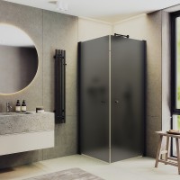 Душевой уголок Maybah Glass MGY-1299-6 900x900x1980 на монопетлях Черный стекло графитовое матовое