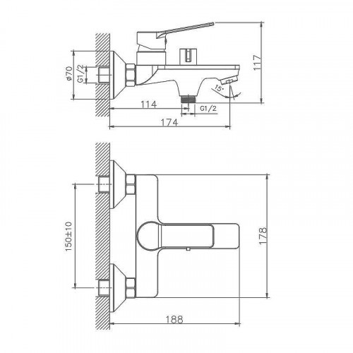 Смеситель для ванны Maretti Viola VA22RF572 цвет Хром