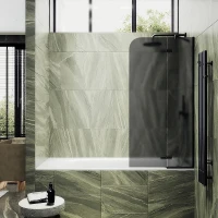 Шторка для ванны Maybah Glass MGV-660-6 690х1400 поворотная с добором Черный стекло графитовое матовое