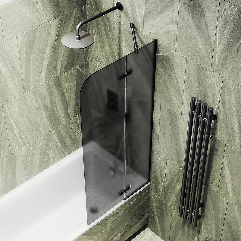 Шторка для ванны Maybah Glass MGV-660-6 690х1400 поворотная с добором Черный стекло графитовое матовое