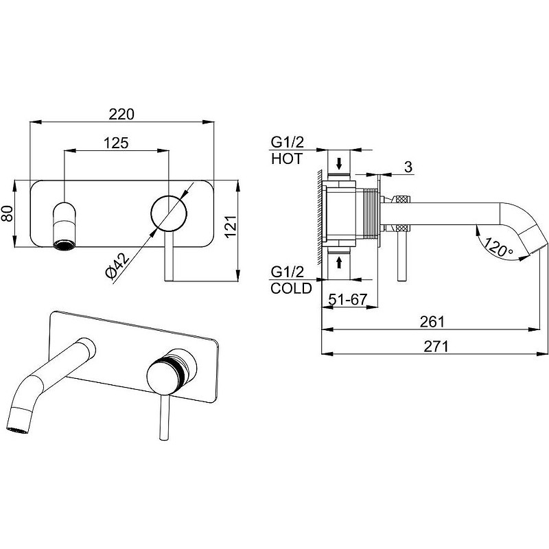 Смеситель для раковины Allen Brau Priority 5.31003-00 Хром латунь встраиваемый