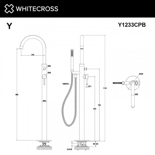 Смеситель для ванны Whitecross Y copper brushed Y1233CPB цвет Медь брашированная