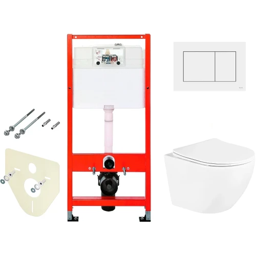 Комплект унитаза BelBagno Uno BB3105CHR/SC с инсталляцией Tece Base 9400413 с сиденьем Микролифт и Белой клавишей смыва фаянс подвесной