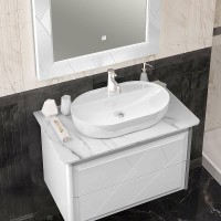 Столешница Opadiris Луиджи 90 00-00005736 Белый мрамор искусственный камень (литьевой мрамор)