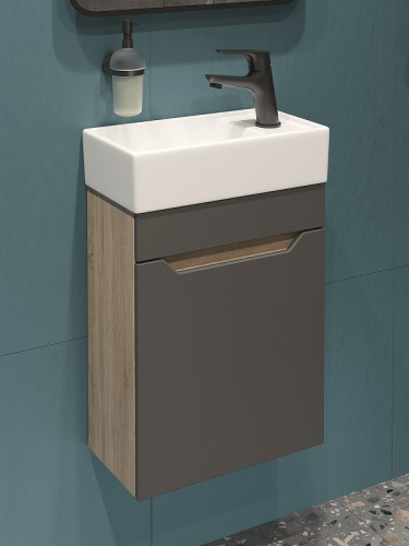 Тумба с раковиной DIWO Архангельск 40 1108026 подвесная цвет Дуб сонома, Антрацит