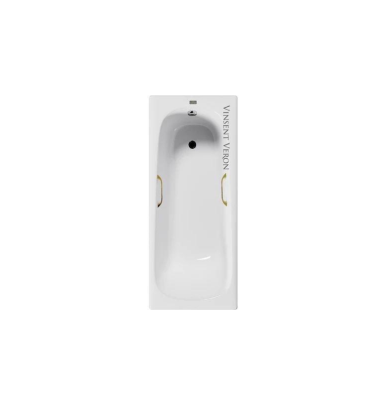 Чугунная ванна Vinsent Veron Concept 170x70 VCO1707042H/VH0012GD цвет Белый с квадратными золотыми ручками