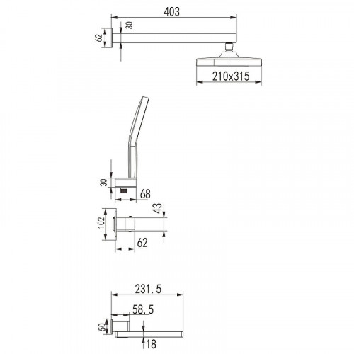 Душевая система Rose R10 R1095 с термостатом Хром