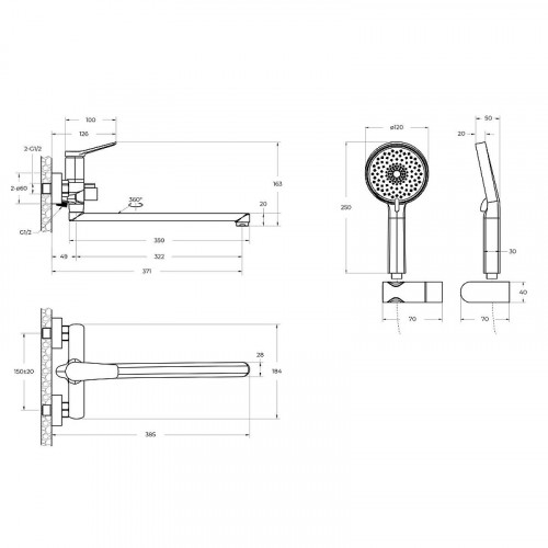Смеситель для ванны BelBagno Unique UNIQUE-VASM-L-CRM универсальный Хром
