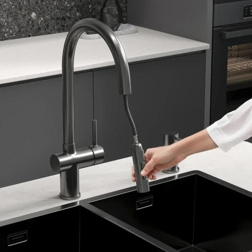 Смеситель для кухни Reflexion Lago RX9904BL цвет Оружейная сталь