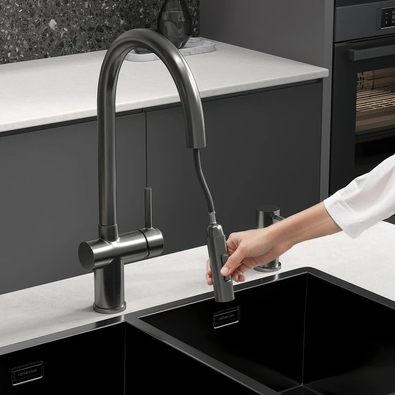 Смеситель для кухни Reflexion Lago RX9904BL цвет Оружейная сталь