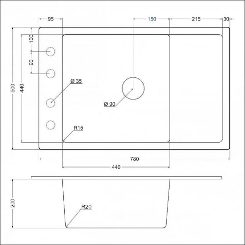 Кухонная мойка Emar Quartz 78 EMQ-1780.Q цвет Берилл