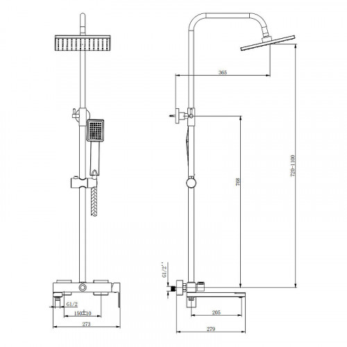 Душевая система Belz B613 B24613 Хром латунь на стену