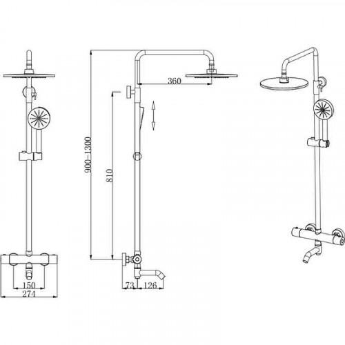 Душевая система Bronze de Luxe Scandi 11060C Хром латунь на стену