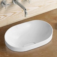 Раковина CeramaLux 58 5006B Белая фаянс полувстраиваемая