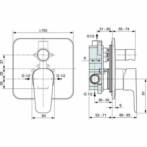 Смеситель для душа Ideal Standard Cerafine Model D A7189AA Хром латунь встраиваемый