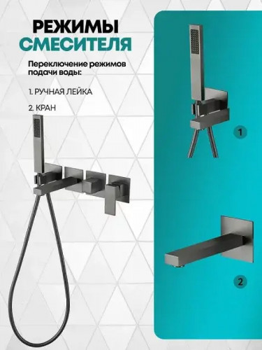 Смеситель для ванны Grocenberg GB5060BG Графит