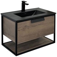 Тумба с раковиной Comforty Бонн 75 00-00001936 подвесная Дуб темный МДФ / ЛДСП