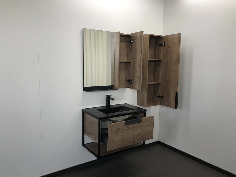 Тумба с раковиной Comforty Бонн 75 00-00001936 подвесная Дуб темный МДФ / ЛДСП