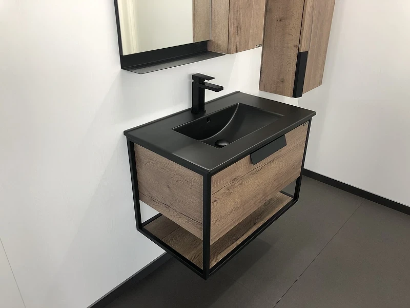 Тумба с раковиной Comforty Бонн 75 00-00001936 подвесная Дуб темный МДФ / ЛДСП