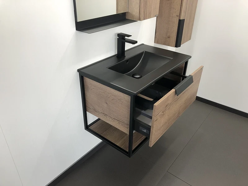 Тумба с раковиной Comforty Бонн 75 00-00001936 подвесная Дуб темный МДФ / ЛДСП