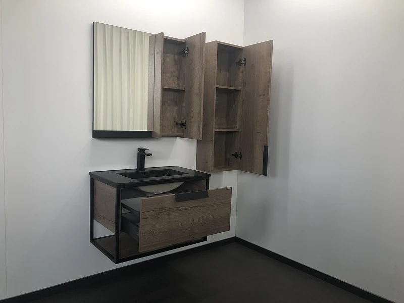 Тумба с раковиной Comforty Бонн 75 00-00001936 подвесная Дуб темный МДФ / ЛДСП