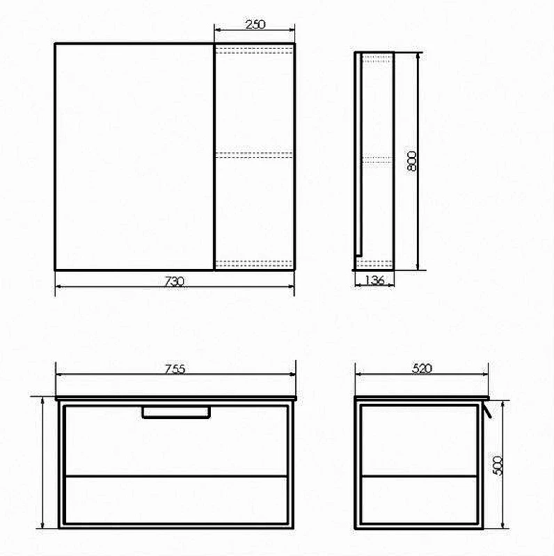 Тумба с раковиной Comforty Бонн 75 00-00001936 подвесная Дуб темный МДФ / ЛДСП