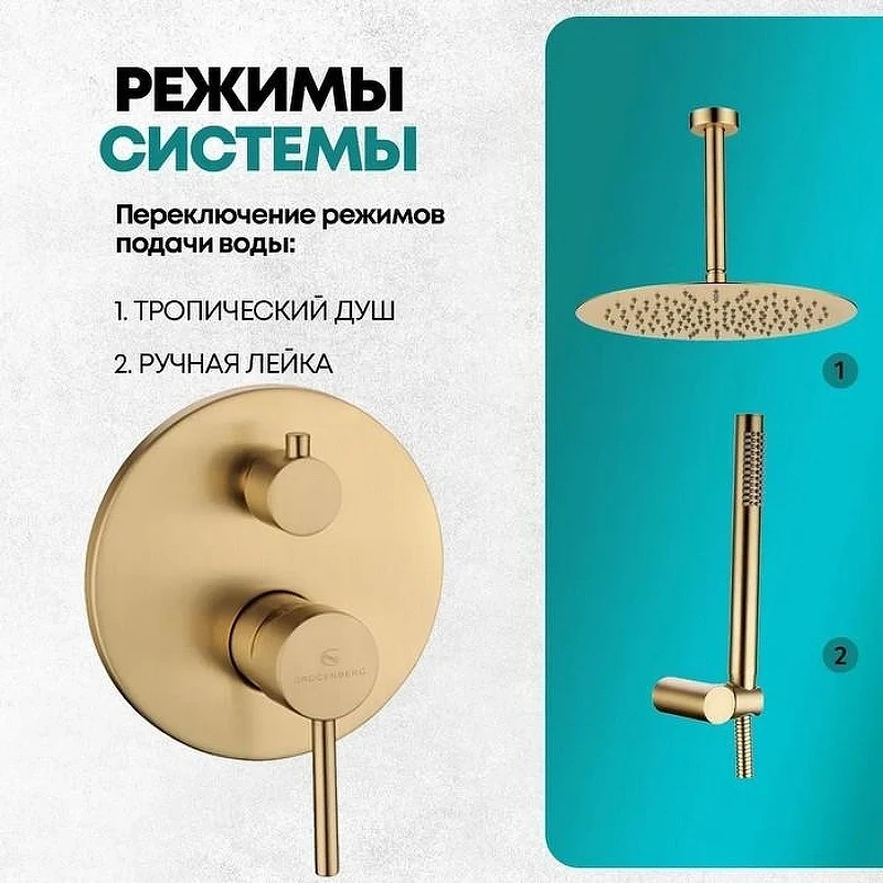 Душевая система Grocenberg GB5099MG-4 Золото матовое