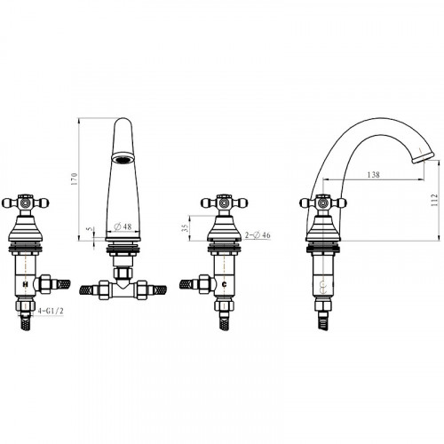 Смеситель для раковины Boheme Royal Cristal 317-Royal/CRST Бронза латунь