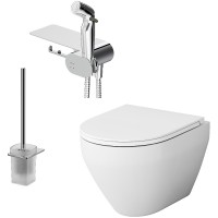 Унитаз AM.PM Spirit V2.0 FlashClean CK70H1003W подвесной с гигиеническим душем и ершиком с сиденьем Микролифт фарфор подвесной
