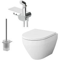 Унитаз AM.PM Spirit V2.0 FlashClean CK70H1003W подвесной с гигиеническим душем и ершиком с сиденьем Микролифт фарфор подвесной