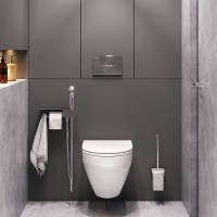 Унитаз AM.PM Spirit V2.0 FlashClean CK70H1003W подвесной с гигиеническим душем и ершиком с сиденьем Микролифт фарфор подвесной