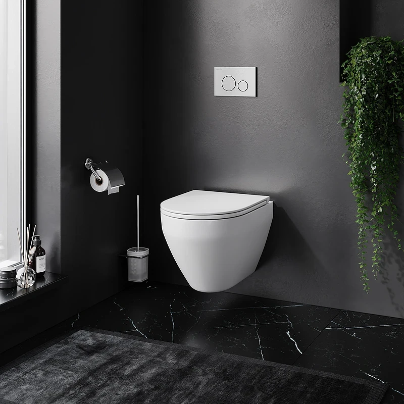 Унитаз AM.PM Spirit V2.0 FlashClean CK70H1003W подвесной с гигиеническим душем и ершиком с сиденьем Микролифт фарфор подвесной