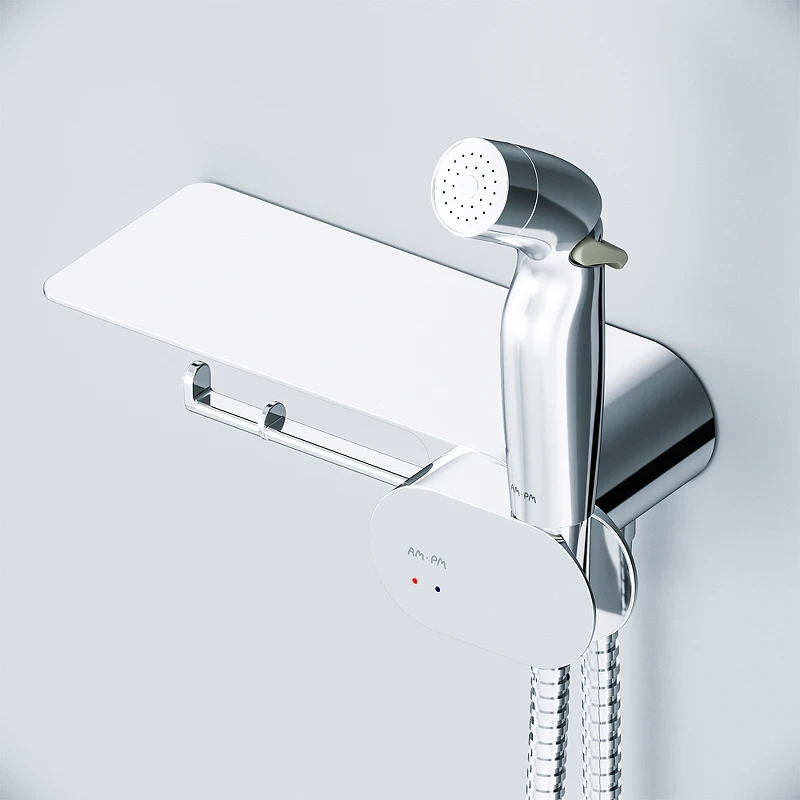 Унитаз AM.PM Spirit V2.0 FlashClean CK70H1003W подвесной с гигиеническим душем и ершиком с сиденьем Микролифт фарфор подвесной