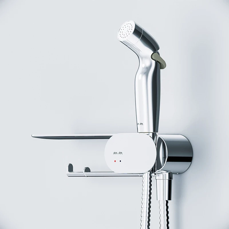 Унитаз AM.PM Spirit V2.0 FlashClean CK70H1003W подвесной с гигиеническим душем и ершиком с сиденьем Микролифт фарфор подвесной
