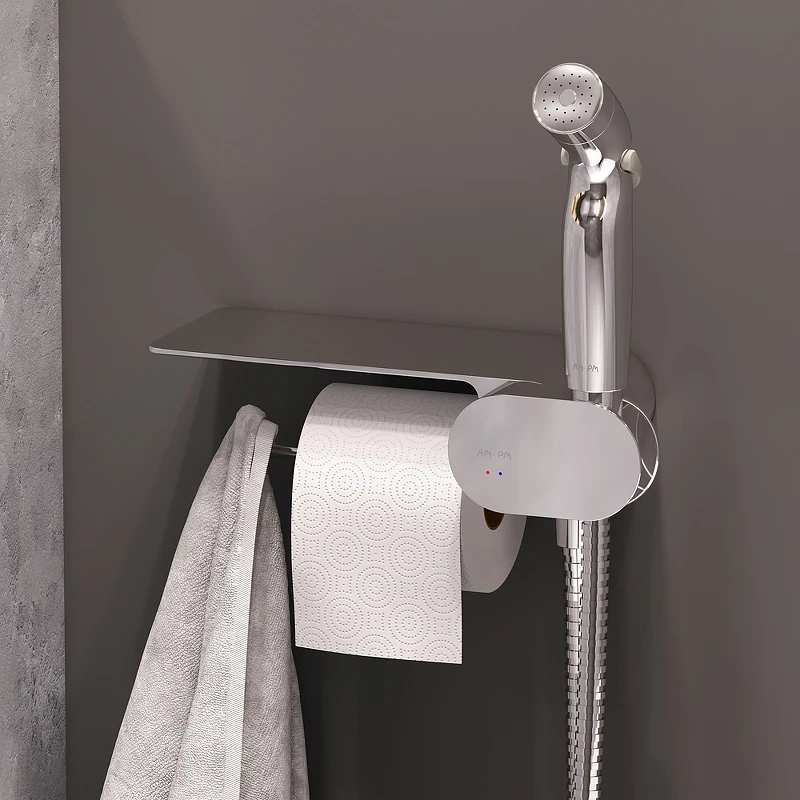 Унитаз AM.PM Spirit V2.0 FlashClean CK70H1003W подвесной с гигиеническим душем и ершиком с сиденьем Микролифт фарфор подвесной