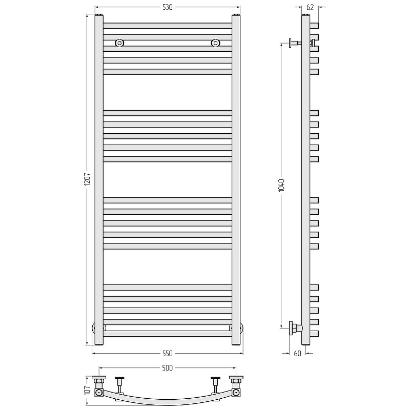 Водяной полотенцесушитель Сунержа Аркус 1200x500 03-0251-1250 Золото нержавеющая сталь