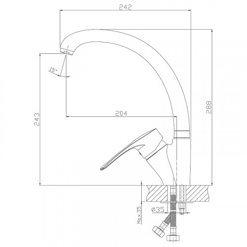 Смеситель для кухни Rossinka T40-23 Хром латунь