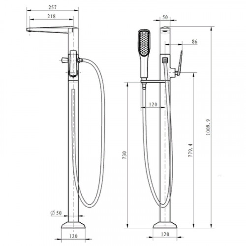 Смеситель для ванны Boheme Venturo 379-W Белый Хром латунь на пол