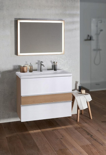 Тумба под раковину Jacob Delafon Lucien 80 EB2057-E76-J5 подвесная Белая глянцевая Дуб корбридж